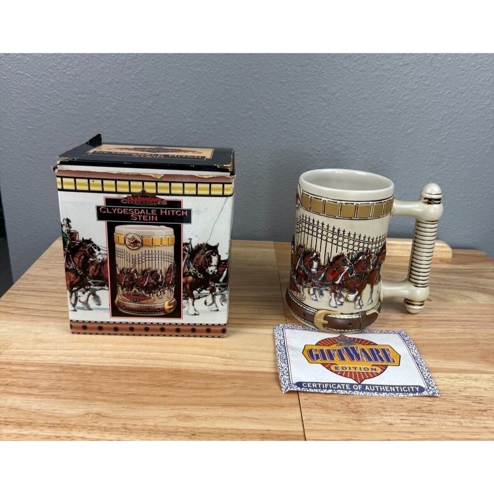 1996 Budweiser Clydesdale Hitch Stein Ceramarte Brazil COA Box Giftware Edition